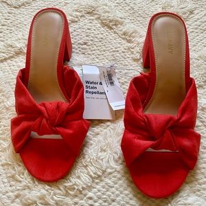 Brand new with tags red suede block heels. Size 7